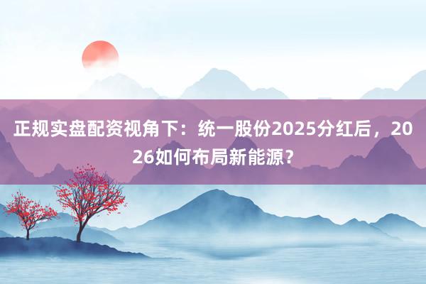 正规实盘配资视角下：统一股份2025分红后，2026如何布局新能源？